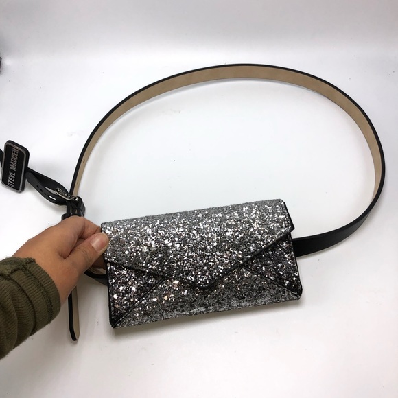 silver glitter bum bag
